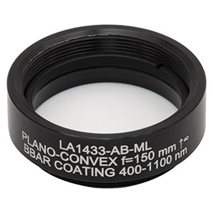 LA1433-AB-ML - Ø1in N-BK7 Plano-Convex Lens, SM1-Threaded Mount, f = 150 mm, ARC: 400-1100 nm