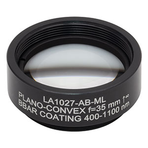 LA1027-AB-ML - Ø1in N-BK7 Plano-Convex Lens, SM1-Threaded Mount, f = 35 mm, ARC: 400-1100 nm