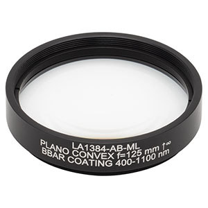 LA1384-AB-ML - Ø2in N-BK7 Plano-Convex Lens, SM2-Threaded Mount, f = 125 mm, ARC: 400-1100 nm