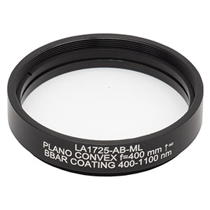 LA1725-AB-ML - Ø2in N-BK7 Plano-Convex Lens, SM2-Threaded Mount, f = 400 mm, ARC: 400-1100 nm