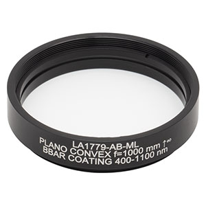 LA1779-AB-ML - Ø2in N-BK7 Plano-Convex Lens, SM2-Threaded Mount, f = 1000 mm, ARC: 400-1100 nm