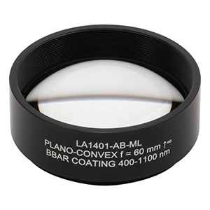 LA1401-AB-ML - Ø2in N-BK7 Plano-Convex Lens, SM2-Threaded Mount, f = 60 mm, ARC: 400-1100 nm