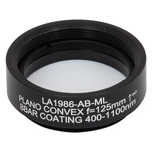 LA1986-AB-ML - Ø1in N-BK7 Plano-Convex Lens, SM1-Threaded Mount, f = 125 mm, ARC: 400-1100 nm