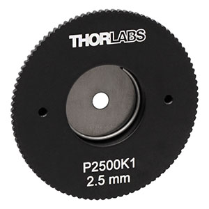 P2500K1 - SM1-Threaded, Ø1.20in (30.5 mm) Mounted Large Pinhole, 2.50 mm ± 40 μm Pinhole Diameter, Stainless Steel