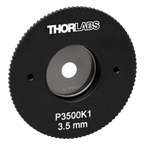 P3500K1 - SM1-Threaded, Ø1.20in (30.5 mm) Mounted Large Pinhole, 3.50 mm ± 40 μm Pinhole Diameter, Stainless Steel