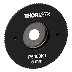 P5000K1 - SM1-Threaded, Ø1.20in (30.5 mm) Mounted Large Pinhole, 5.00 mm ± 50 μm Pinhole Diameter, Stainless Steel