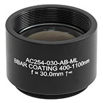 Ø1" Mounted Achromatic Doublets, AR Coated: 400 - 1100 nm