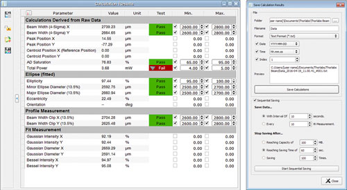 Beam Profiler General Window