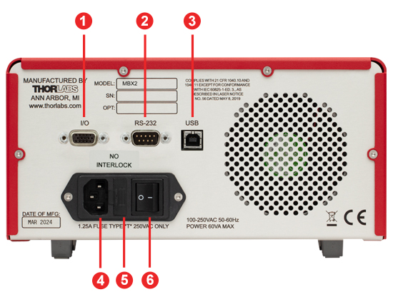 MBX Series Modulator Bias Controller Back Panel