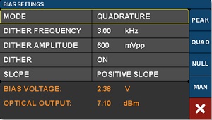 Intensity Modulator Bias Control Settings