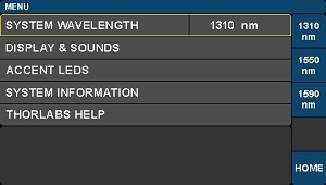 LiNbO3 EO Modulator Driver System Wavelength Settings Screen