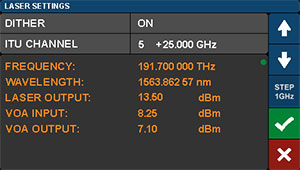 Laser Settings Screen of the TLX1 and TLX2